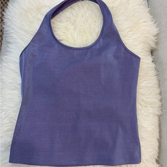 Y2K 2000s Purple Iridescent Halter Neck Women's Top Size S/M Fairycore Coquette - Picture 2 of 6